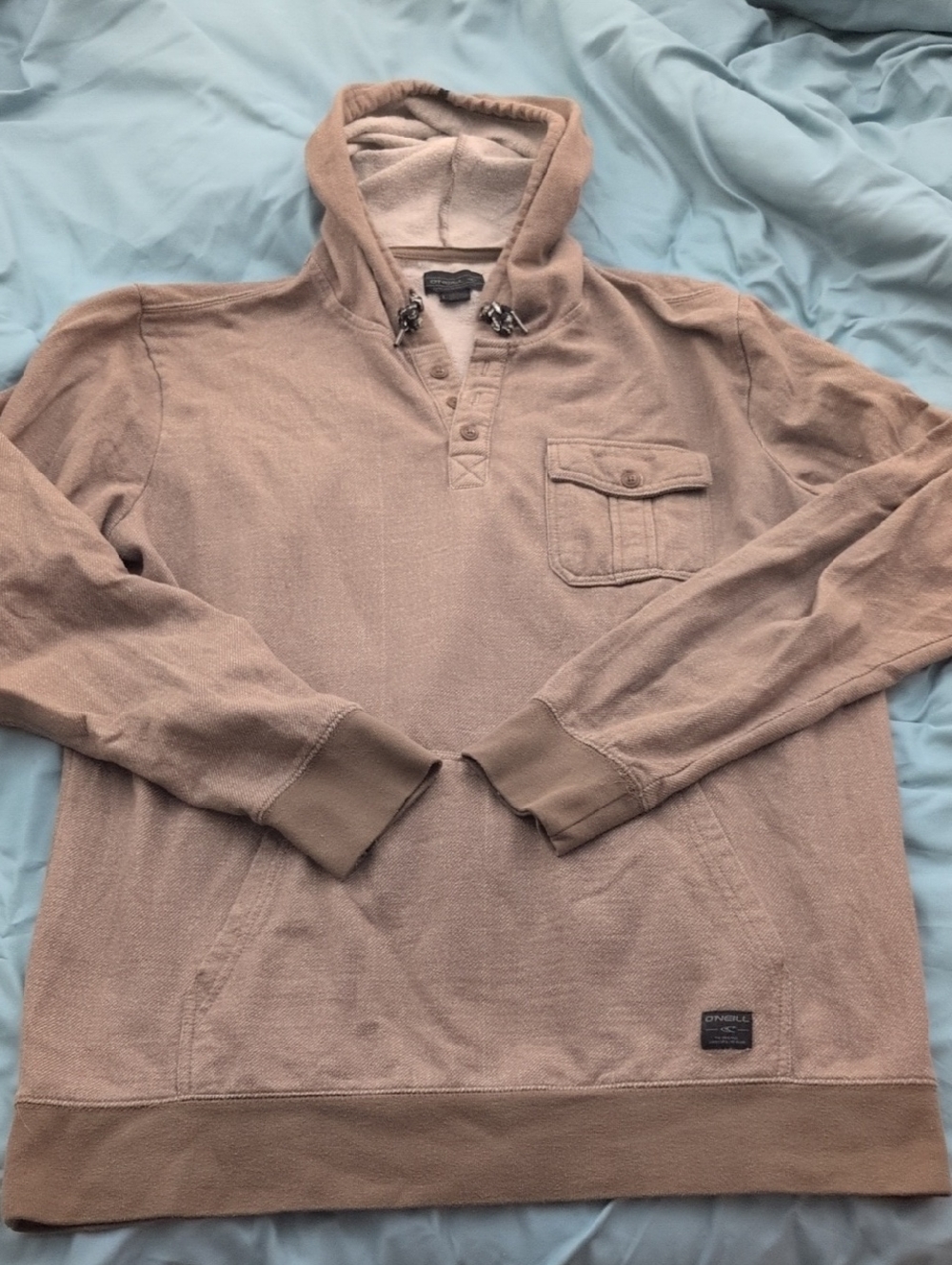 O'Neill Taupe Henley Hoodie Pullover